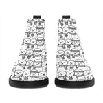 Black And White Snowman Pattern Print Flat Ankle Boots