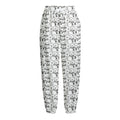 Black And White Snowman Pattern Print Fleece Lined Knit Pants