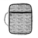Black And White Snowman Pattern Print Front Pocket Bible Bag
