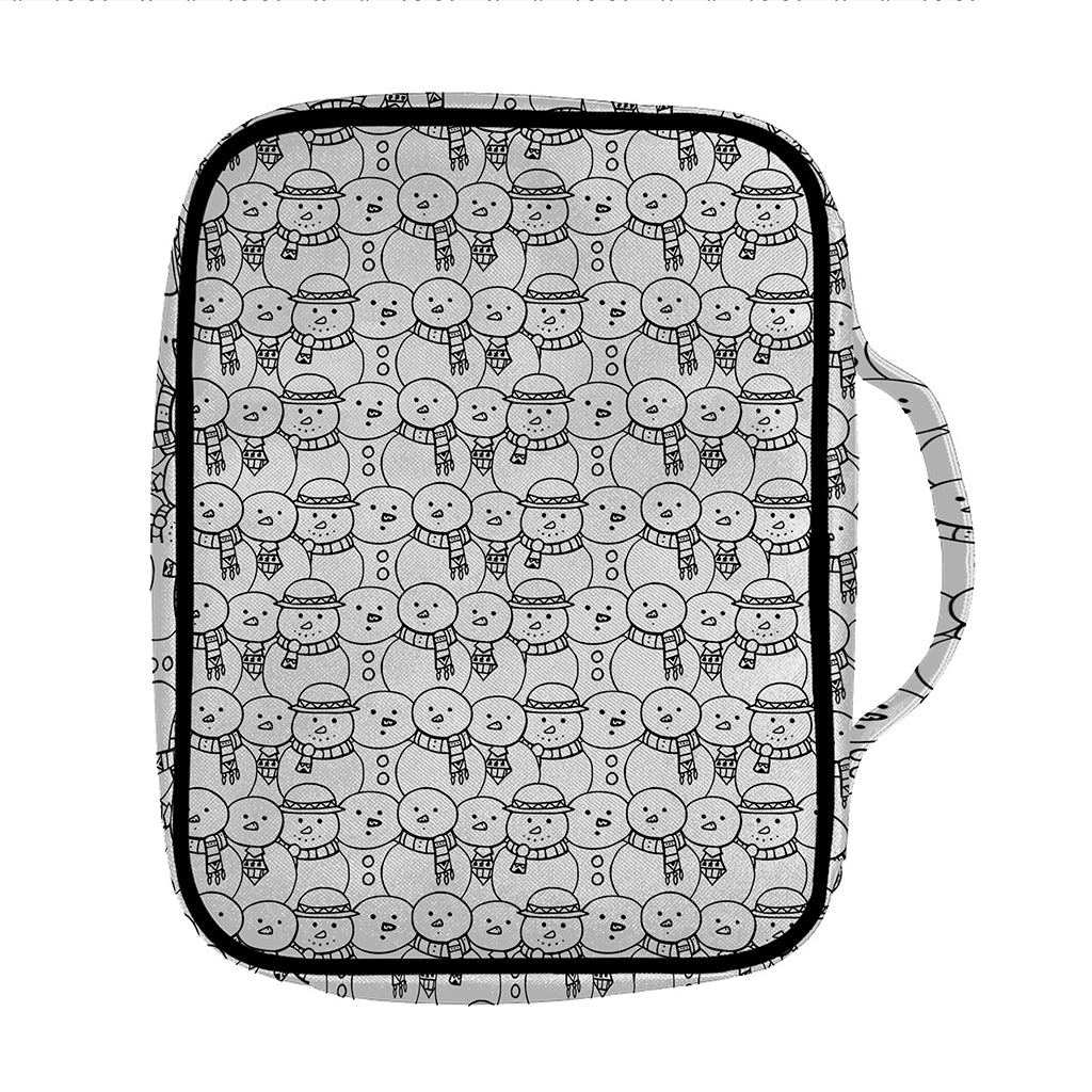 Black And White Snowman Pattern Print Front Pocket Bible Bag