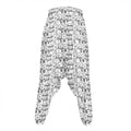 Black And White Snowman Pattern Print Hammer Pants