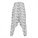 Black And White Snowman Pattern Print Hammer Pants