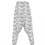 Black And White Snowman Pattern Print Hammer Pants