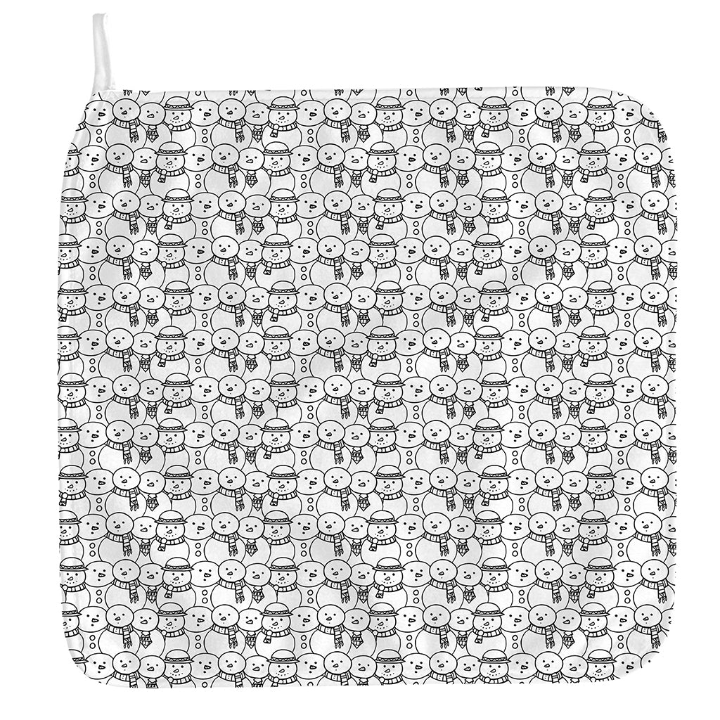Black And White Snowman Pattern Print Hand Towel