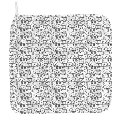 Black And White Snowman Pattern Print Hand Towel