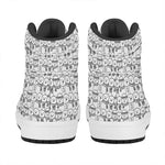 Black And White Snowman Pattern Print High Top Leather Sneakers