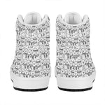 Black And White Snowman Pattern Print High Top Leather Sneakers