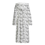 Black And White Snowman Pattern Print Hooded Bathrobe