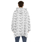 Black And White Snowman Pattern Print Hoodie Blanket