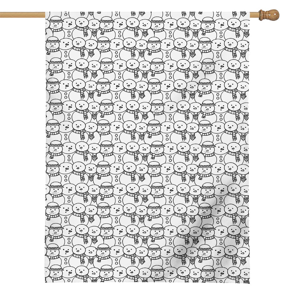 Black And White Snowman Pattern Print House Flag
