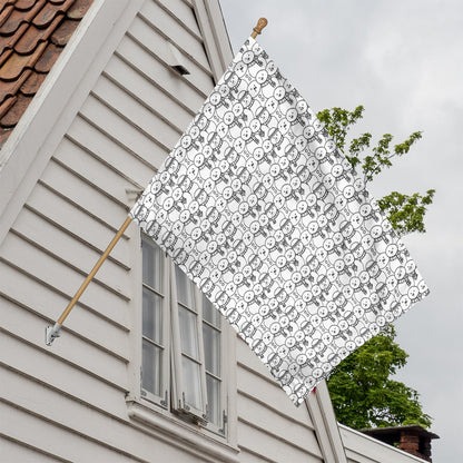Black And White Snowman Pattern Print House Flag