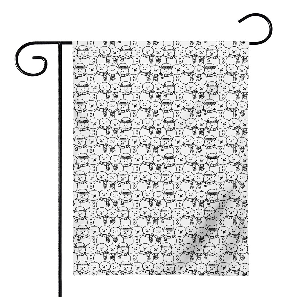 Black And White Snowman Pattern Print House Flag