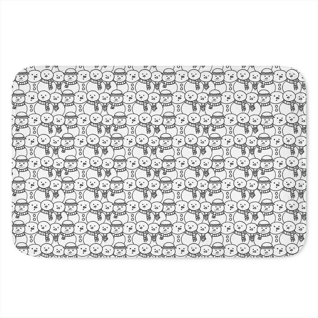 Black And White Snowman Pattern Print Indoor Door Mat