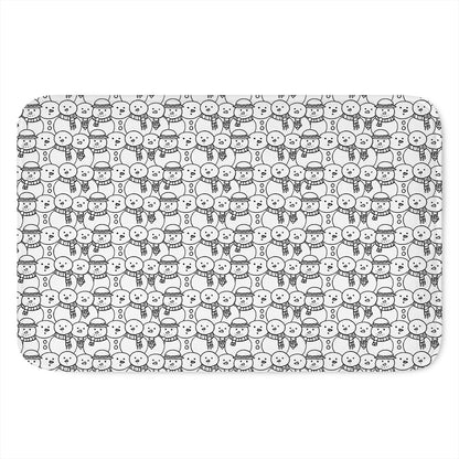 Black And White Snowman Pattern Print Indoor Door Mat