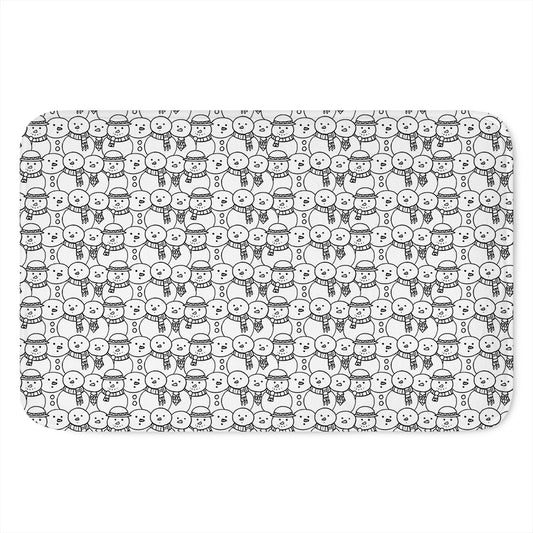 Black And White Snowman Pattern Print Indoor Door Mat
