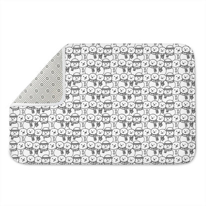 Black And White Snowman Pattern Print Indoor Door Mat
