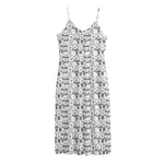 Black And White Snowman Pattern Print Jersey Midi Cami Dress