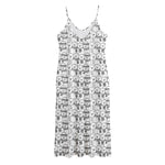 Black And White Snowman Pattern Print Jersey Midi Cami Dress