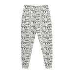Black And White Snowman Pattern Print Jogger Pants