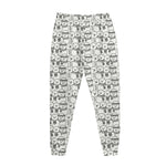 Black And White Snowman Pattern Print Jogger Pants