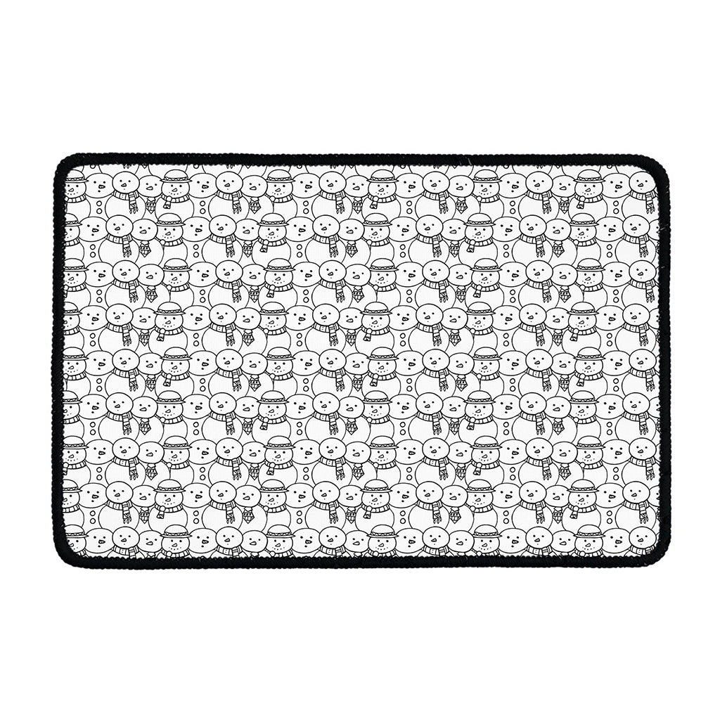 Black And White Snowman Pattern Print Kitchen Mat