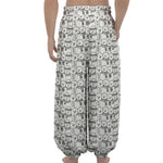 Black And White Snowman Pattern Print Lantern Pants