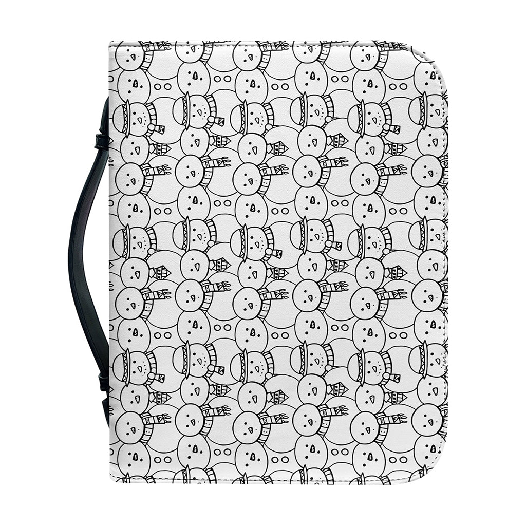 Black And White Snowman Pattern Print Leather Bible Cover