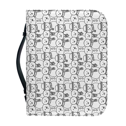 Black And White Snowman Pattern Print Leather Bible Cover
