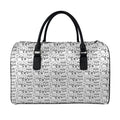 Black And White Snowman Pattern Print Leather Duffel Bag