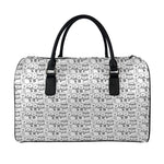 Black And White Snowman Pattern Print Leather Duffle Bag