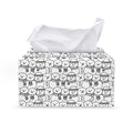 Black And White Snowman Pattern Print Leather Tissue Box Cover