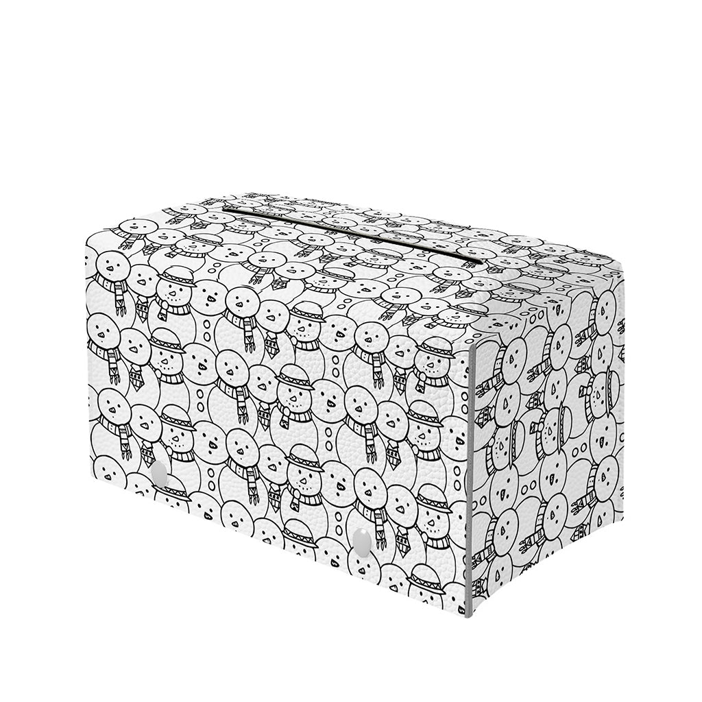 Black And White Snowman Pattern Print Leather Tissue Box Cover
