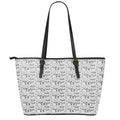 Black And White Snowman Pattern Print Leather Tote Bag With Zipper