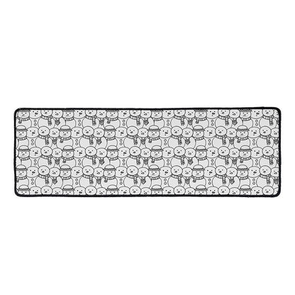 Black And White Snowman Pattern Print Long Kitchen Mat