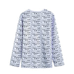 Black And White Snowman Pattern Print Long Sleeve Short Coat