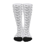 Black And White Snowman Pattern Print Long Socks