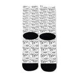 Black And White Snowman Pattern Print Long Socks