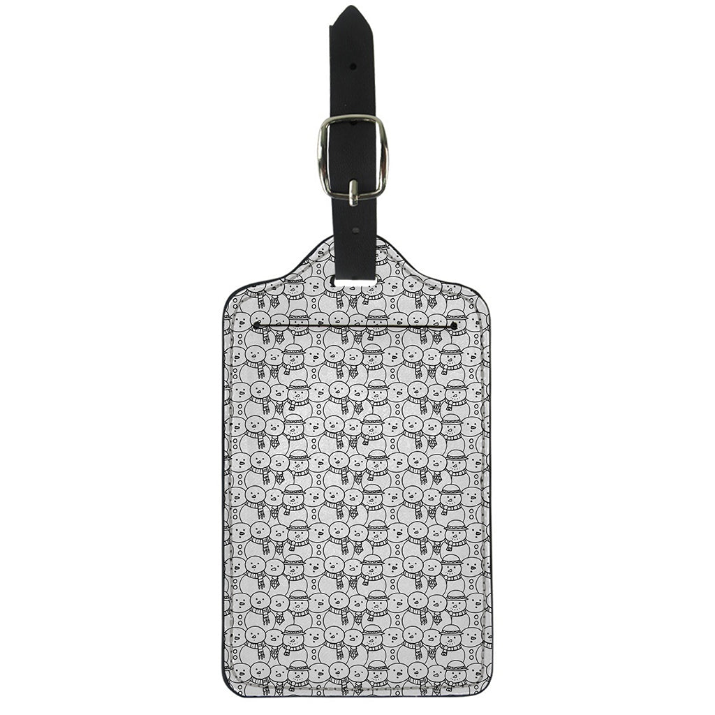 Black And White Snowman Pattern Print Luggage Tag