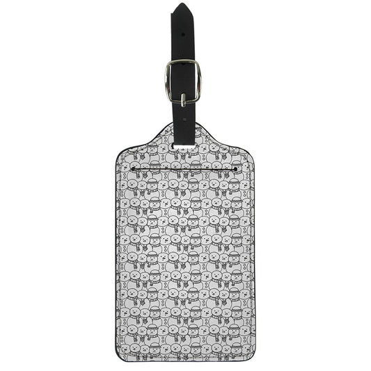Black And White Snowman Pattern Print Luggage Tag