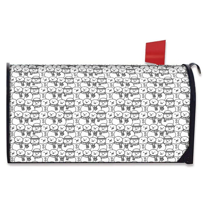 Black And White Snowman Pattern Print Mailbox Cover