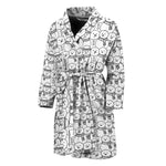 Black And White Snowman Pattern Print Men's Bathrobe