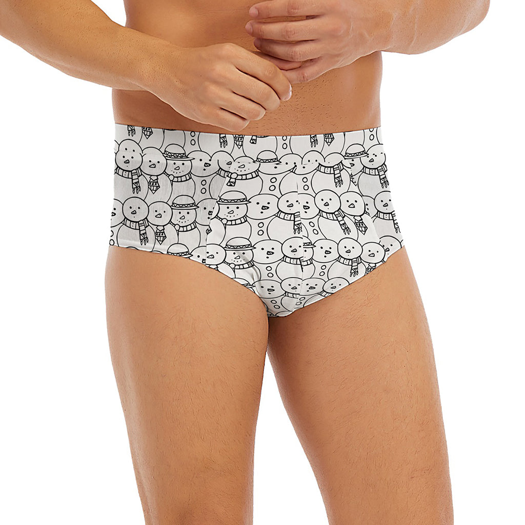Black And White Snowman Pattern Print Men's Briefs