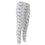 Black And White Snowman Pattern Print Men's Compression Pants