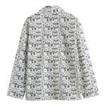 Black And White Snowman Pattern Print Men's Cotton Blazer