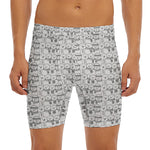 Black And White Snowman Pattern Print Men's Long Boxer Briefs