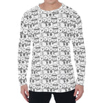 Black And White Snowman Pattern Print Men's Long Sleeve T-Shirt