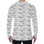 Black And White Snowman Pattern Print Men's Long Sleeve T-Shirt