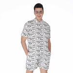 Black And White Snowman Pattern Print Men's Rompers