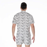 Black And White Snowman Pattern Print Men's Rompers