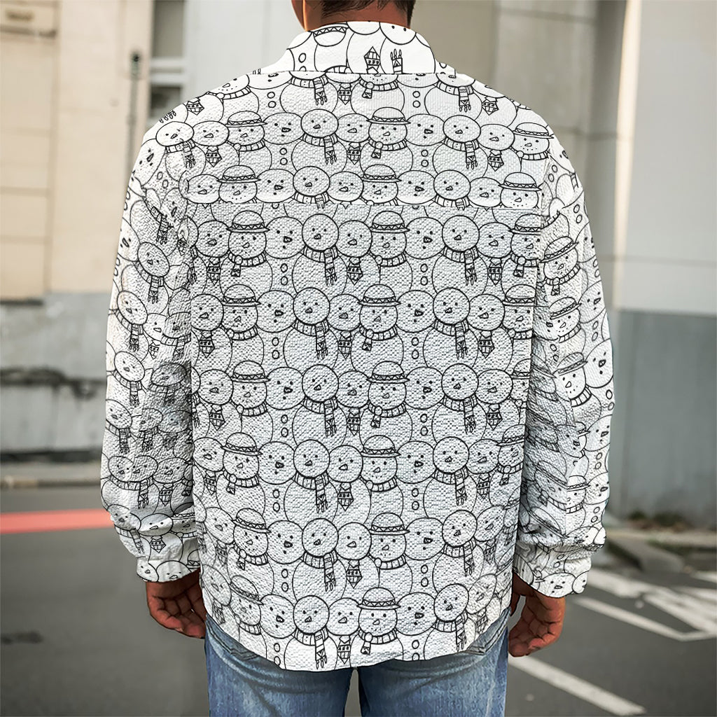 Black And White Snowman Pattern Print Men's Shirt Jacket